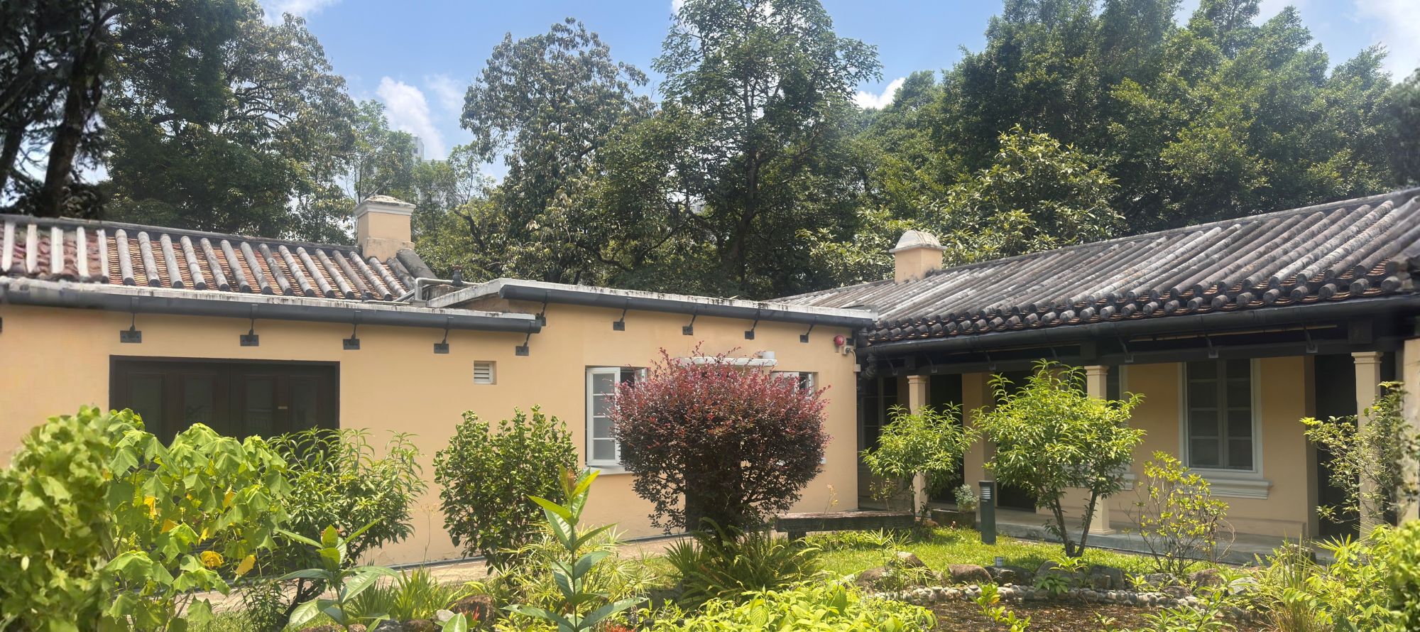 The grounds of Green Hub, where guest rooms were opened to shelter Tai Po residents displaced by the Wang Fuk Court fire